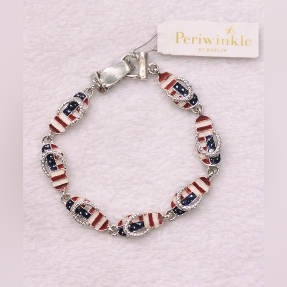 Jewelry - Silver Tone Red White Blue Bracelet | Patriotic Americana Jewelry